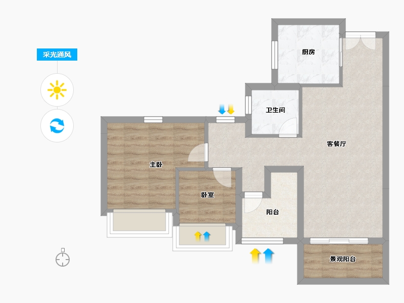 广东省-佛山市-建投榕华里-60.80-户型库-采光通风