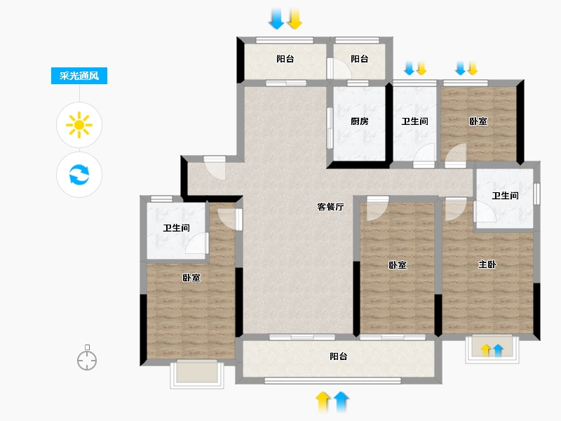 山东省-潍坊市-和園-127.76-户型库-采光通风