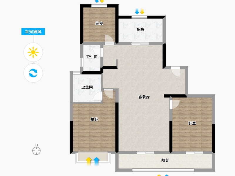 山东省-潍坊市-和園-114.89-户型库-采光通风