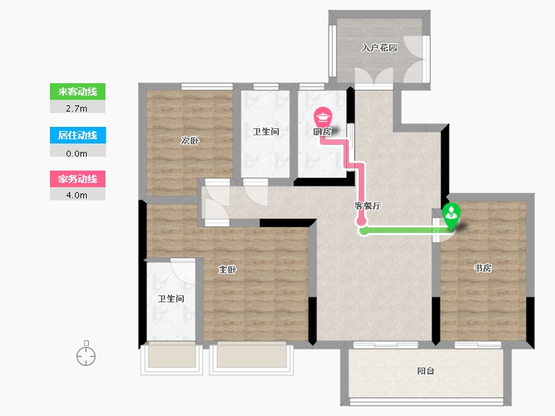 安徽省-滁州市-徽盐·名都学府B2/B3户型-98.92-户型库-动静线