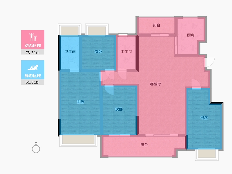 安徽省-滁州市-徽盐·名都学府E户型-125.60-户型库-动静分区