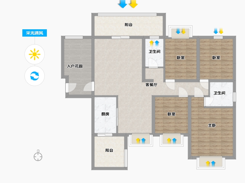 广西壮族自治区-玉林市-永坚·欢乐颂-130.00-户型库-采光通风