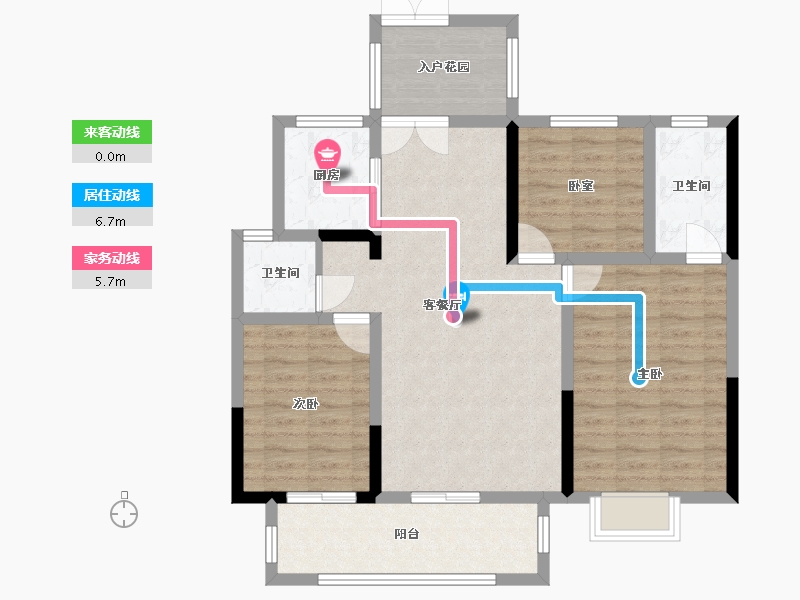 安徽省-滁州市-徽盐·名都学府A3户型-95.33-户型库-动静线