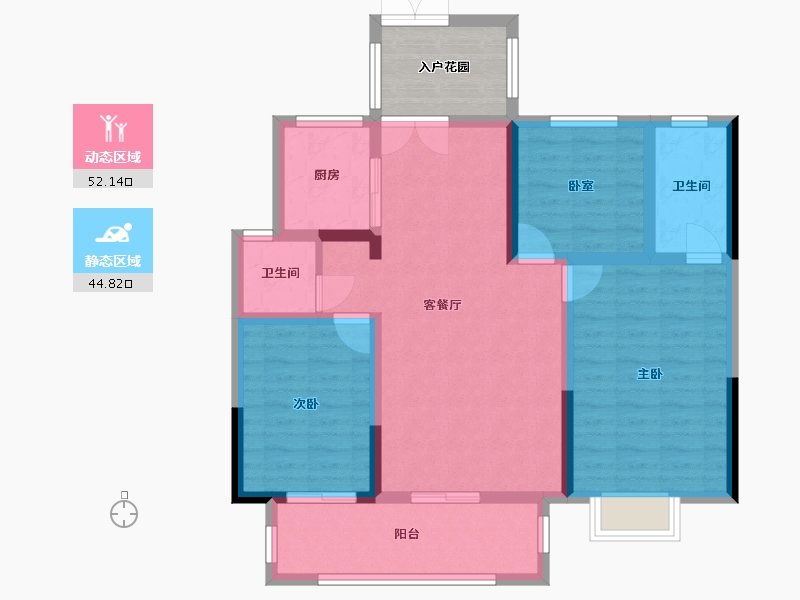 安徽省-滁州市-徽盐·名都学府A3户型-95.33-户型库-动静分区