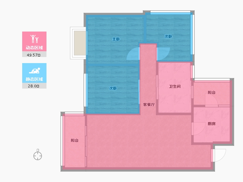 四川省-成都市-世茂城-68.00-户型库-动静分区