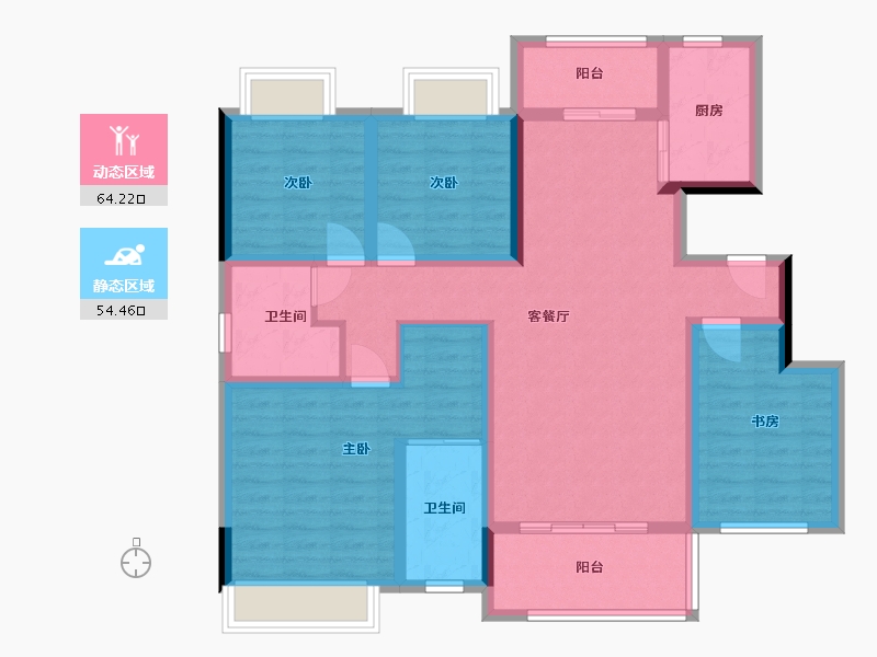 安徽省-滁州市-徽盐·名都学府D户型-112.97-户型库-动静分区