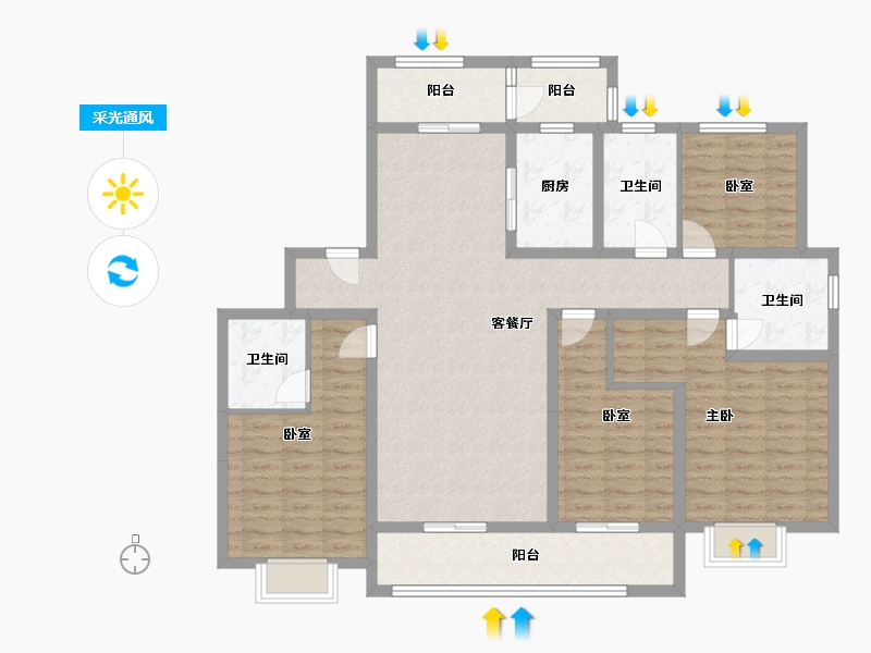 山东省-潍坊市-和園-132.80-户型库-采光通风