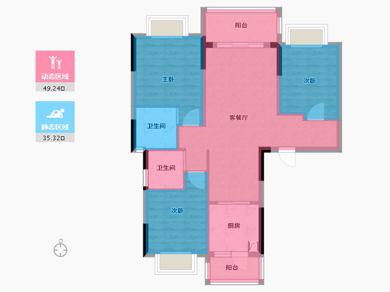 重庆-重庆市-复地公园和光-91.82-户型库-动静分区