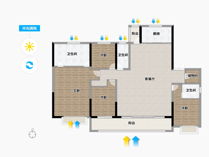 江苏省-盐城市-海棠金茂府-186.40-户型库-采光通风