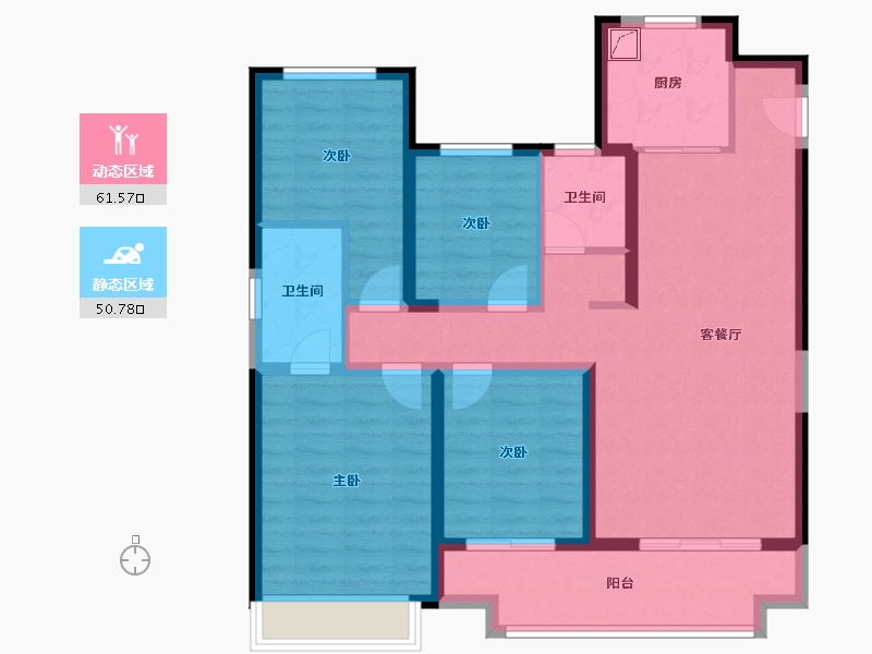 陕西省-咸阳市-龙湖彩虹郦城-121.00-户型库-动静分区