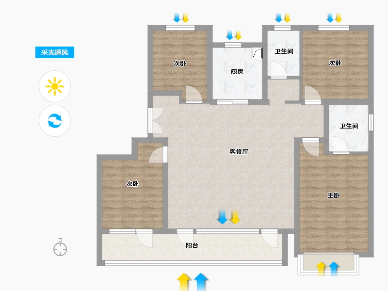 河北省-石家庄市-绿城诚园-124.00-户型库-采光通风