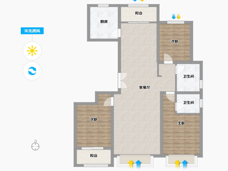 山东省-滨州市-金城国际-108.00-户型库-采光通风