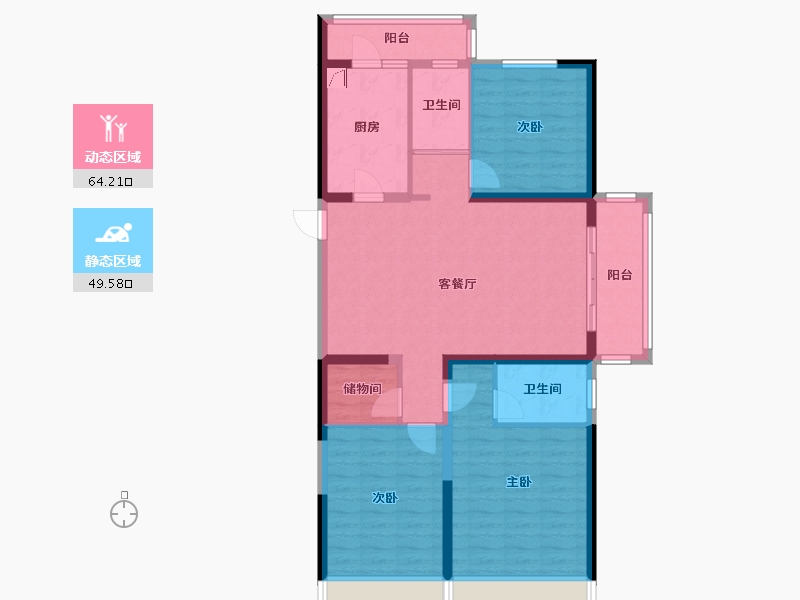 河南省-郑州市-碧桂园西湖1号院-109.00-户型库-动静分区