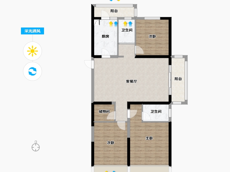 河南省-郑州市-碧桂园西湖1号院-109.00-户型库-采光通风