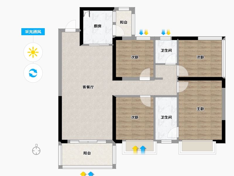 广西壮族自治区-玉林市-云星钱隆学府-110.00-户型库-采光通风