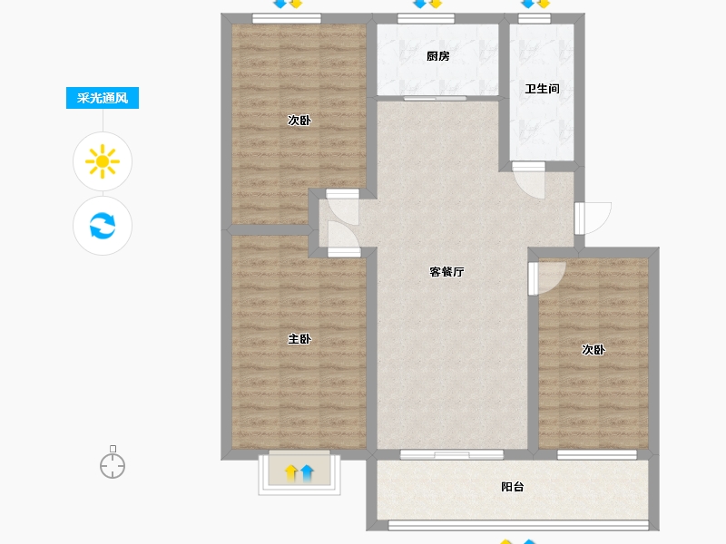 山东省-德州市-世纪嘉园-110.87-户型库-采光通风