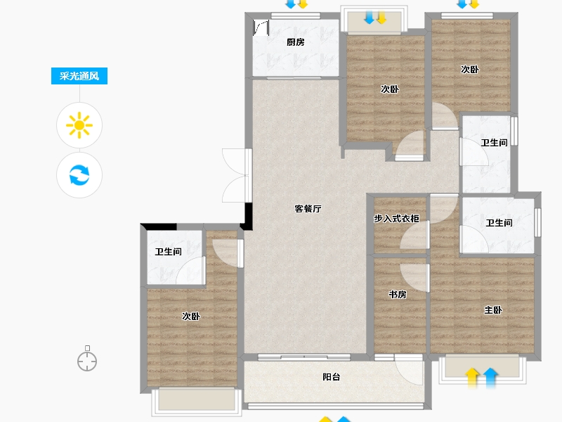 安徽省-合肥市-融创滨湖印-140.00-户型库-采光通风