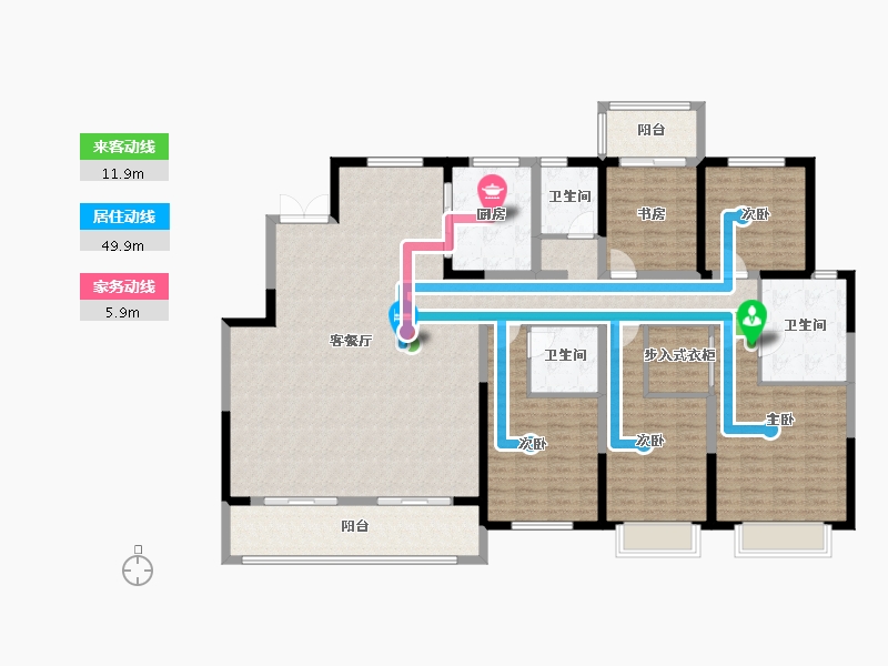 陕西省-西安市-交大创新港大雅院-180.00-户型库-动静线