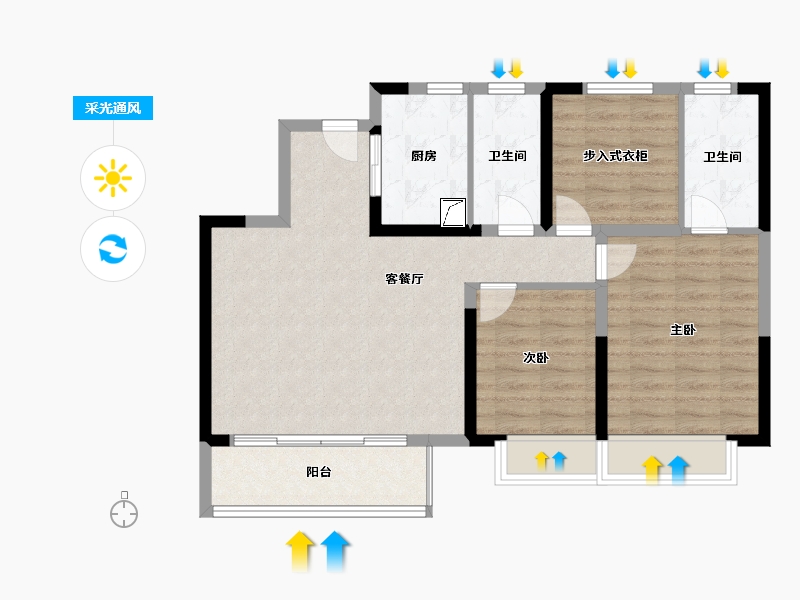 江苏省-徐州市-理想城三期-83.00-户型库-采光通风