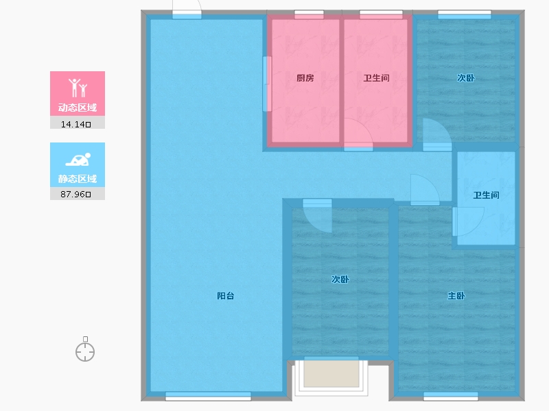 山东省-潍坊市-茂华爱琴海-91.00-户型库-动静分区