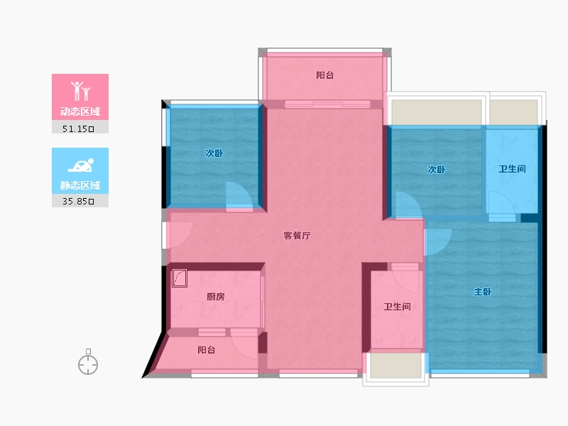 广东省-佛山市-龙光天阙-79.00-户型库-动静分区