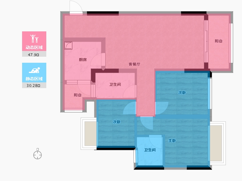 重庆-重庆市-璧山金茂悦-74.24-户型库-动静分区