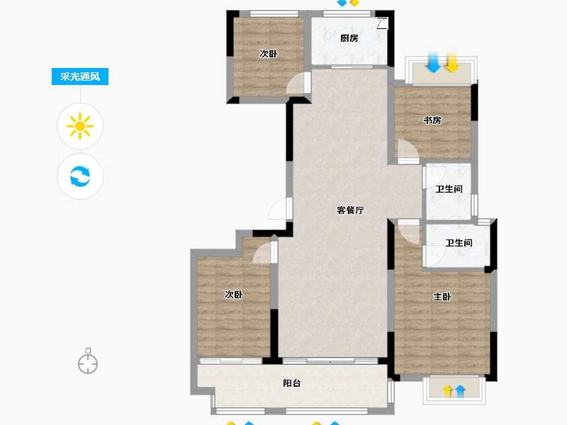 贵州省-黔西南布依族苗族自治州-宏翰新城-110.00-户型库-采光通风