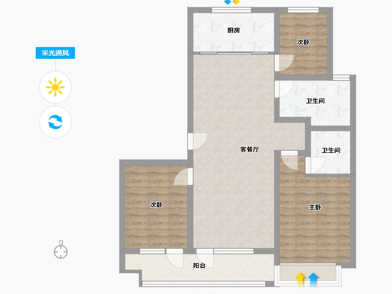 山东省-潍坊市-博裕7号-95.00-户型库-采光通风