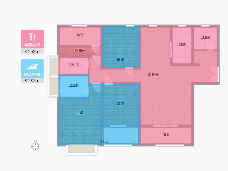 河南省-郑州市-关庄安置房-135.00-户型库-动静分区