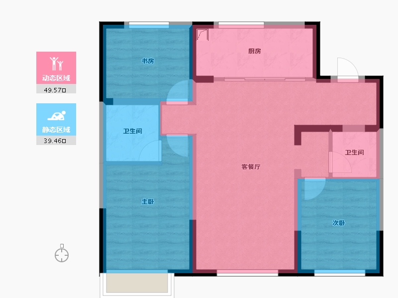 辽宁省-葫芦岛市-蓝湾一品-92.00-户型库-动静分区