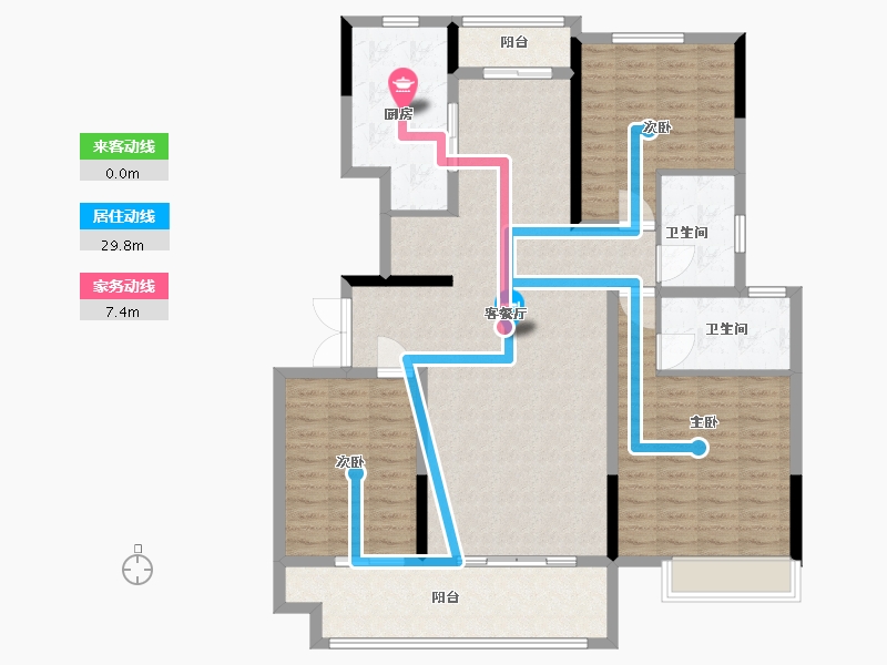 河南省-周口市-太康建业幸福里东园-128.36-户型库-动静线