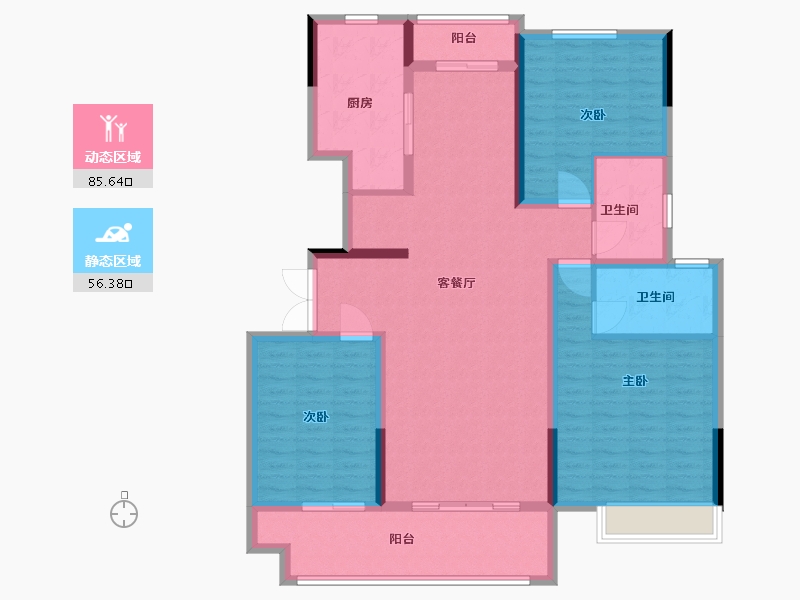 河南省-周口市-太康建业幸福里东园-128.36-户型库-动静分区