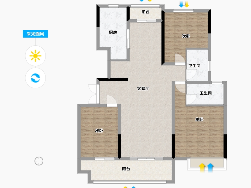 河南省-周口市-太康建业幸福里东园-128.36-户型库-采光通风