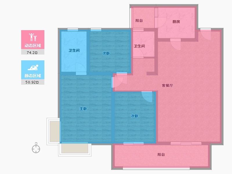 四川省-绵阳市-东辰誉庭-112.00-户型库-动静分区