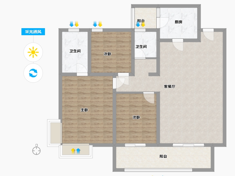 四川省-绵阳市-东辰誉庭-112.00-户型库-采光通风