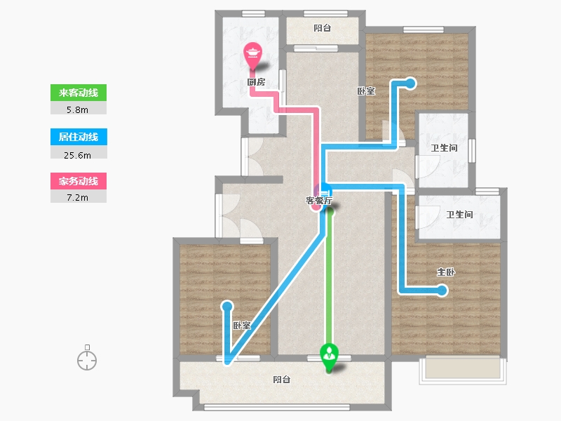 河南省-周口市-太康建业幸福里东园-125.36-户型库-动静线