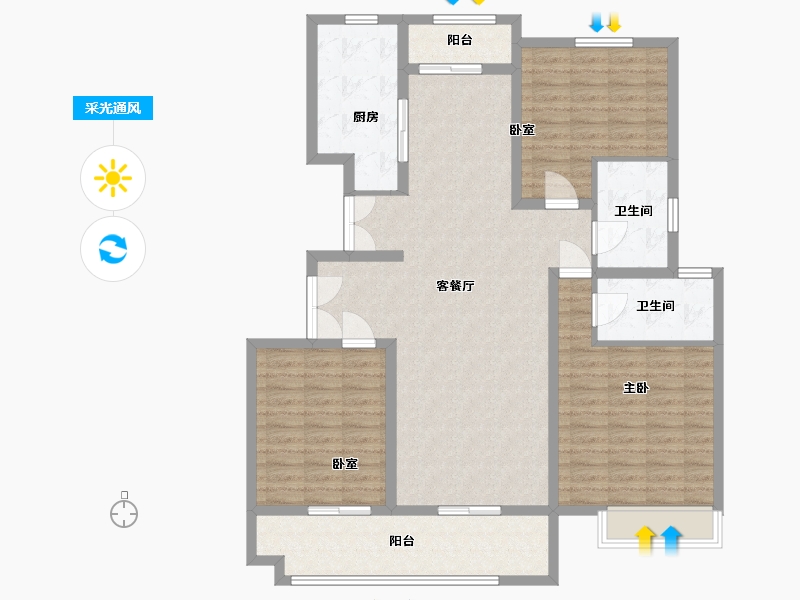 河南省-周口市-太康建业幸福里东园-125.36-户型库-采光通风