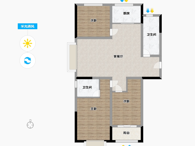 山东省-菏泽市-君子佳园-110.00-户型库-采光通风