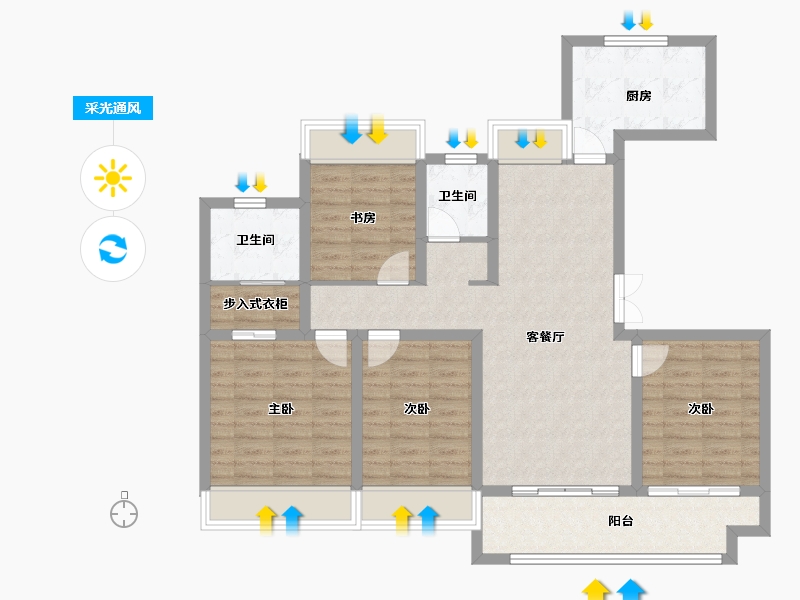 江苏省-宿迁市-书香水韵-118.00-户型库-采光通风