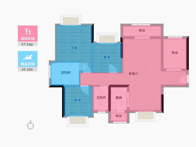 广东省-佛山市-秀丽华庭-81.72-户型库-动静分区