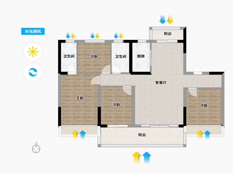 河南省-新乡市-新乡碧桂园-140.00-户型库-采光通风