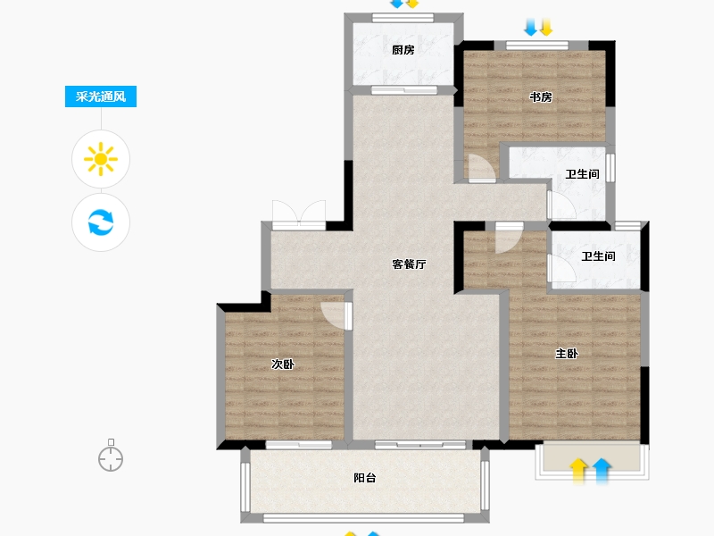 河南省-许昌市-鼎泰壹号院-110.00-户型库-采光通风