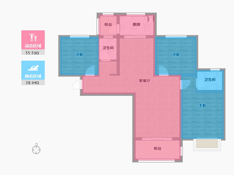 陕西省-西安市-悦美国际-96.00-户型库-动静分区