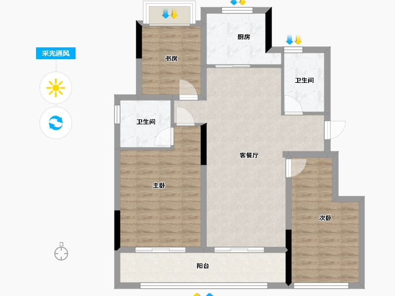 浙江省-湖州市-宸园-89.00-户型库-采光通风