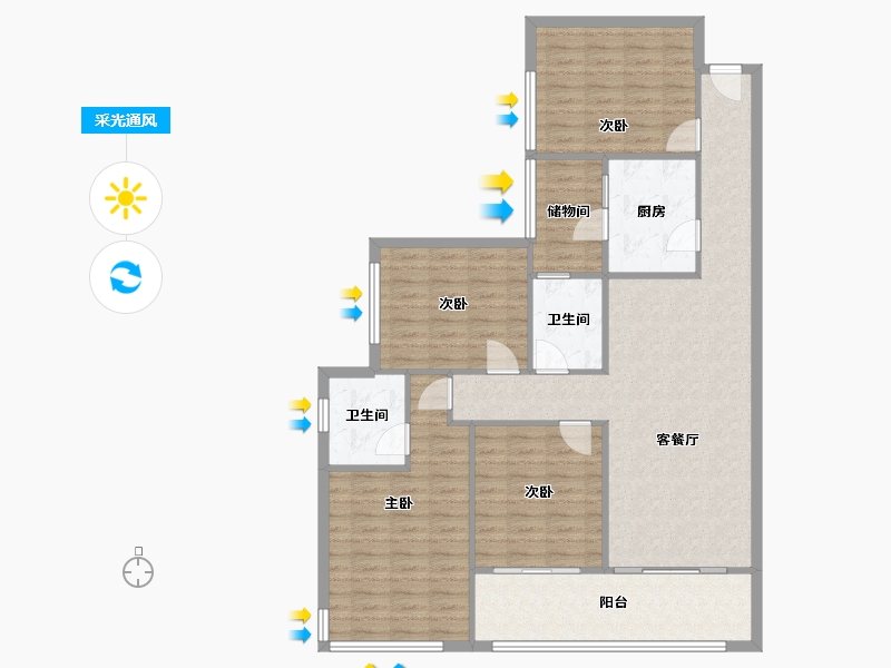 江西省-赣州市-第五大道-118.80-户型库-采光通风