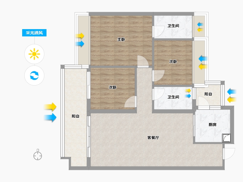 广东省-云浮市-筠城·美丽泷江-92.83-户型库-采光通风