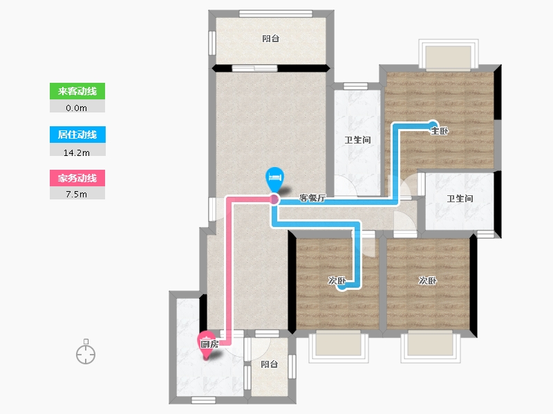 四川省-南充市-太阳城-90.00-户型库-动静线