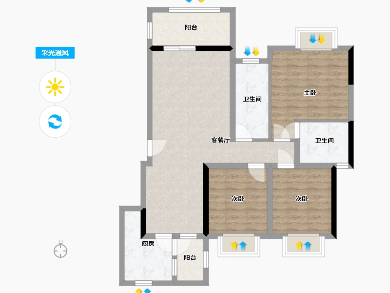 四川省-南充市-太阳城-90.00-户型库-采光通风