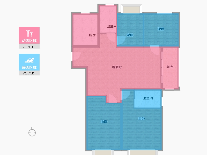 江苏省-镇江市-碧桂园中天东方骏庭-130.00-户型库-动静分区