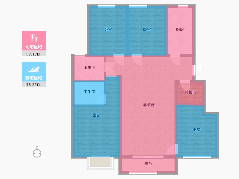 天津-天津市-博仕苑-114.85-户型库-动静分区